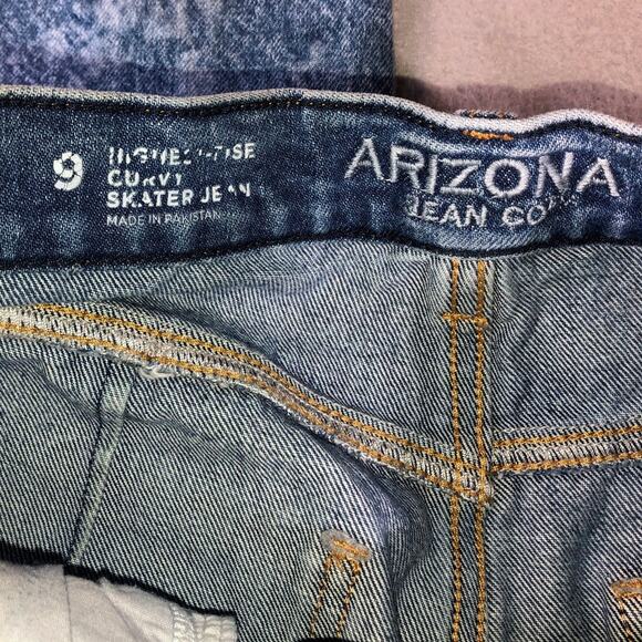 Arizona Jean Co Women’s Curvy Skater Jeans Acid Wash Distressed Size 9 baggy - Picture 6 of 8